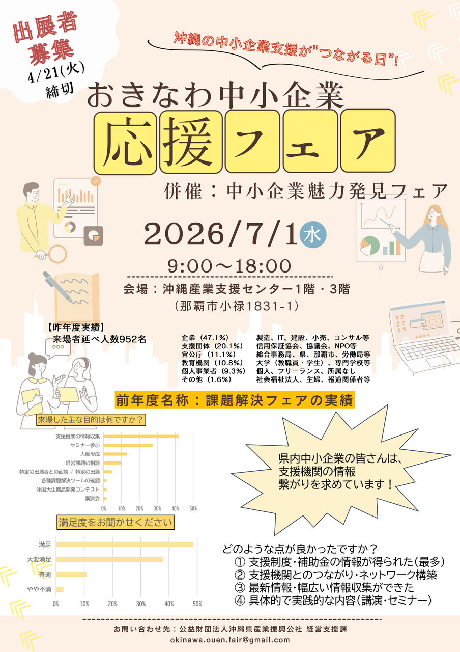 【4/21〆切】「おきなわ中小企業応援フェア2026」出展者募集
